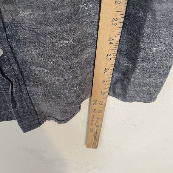 Falls Creek Men’s Large Button Down Shirt Short Sleeve Fish Blue Gray Modern Fit - Picture 5 of 6